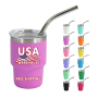 RTS 48pcs/ctn Mix 12colors US Warehouse Powder Coated 3oz Mini Stainless Steel Vacuum Tumbler Shot Wine Cup With Lid and Straw