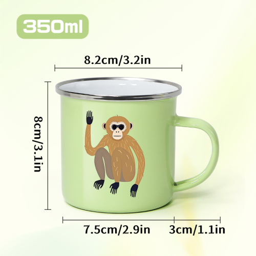 Wholesale 350/500 ml Outdoor Camp Portable Metal Tin Milk Animal Design Mug Cup Campfire Holiday Enamel Coffee Mugs