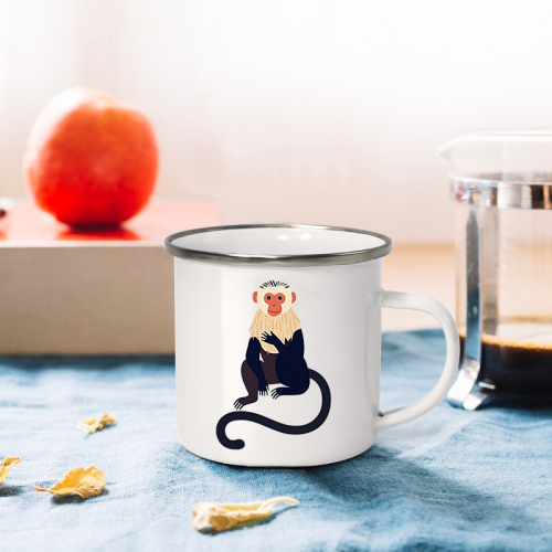 Wholesale 350/500 ml Outdoor Camp Portable Metal Tin Milk Animal Design Mug Cup Campfire Holiday Enamel Coffee Mugs