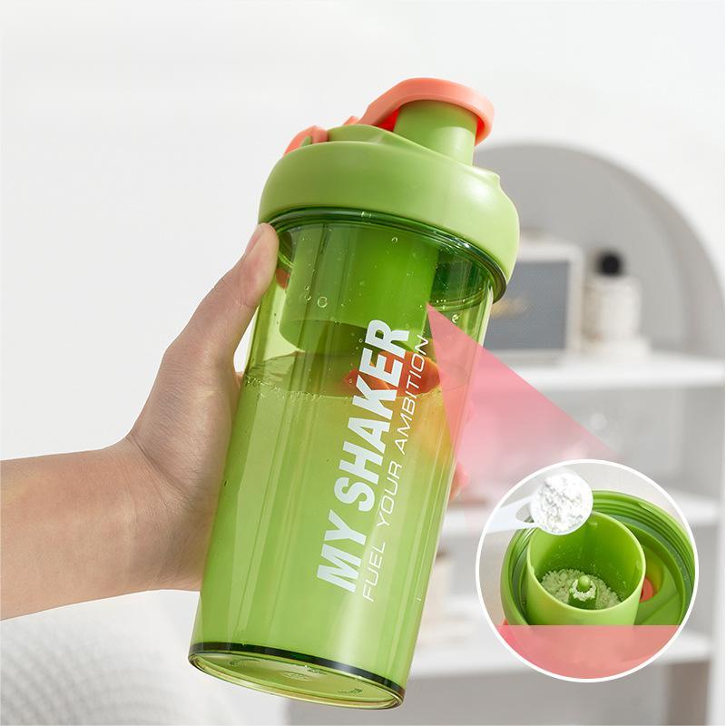 Custom Logo 700ml 900ml Plastic Shaker Bottle with Inside Protein Storage Box and One Press Multifunctional Handle Lid