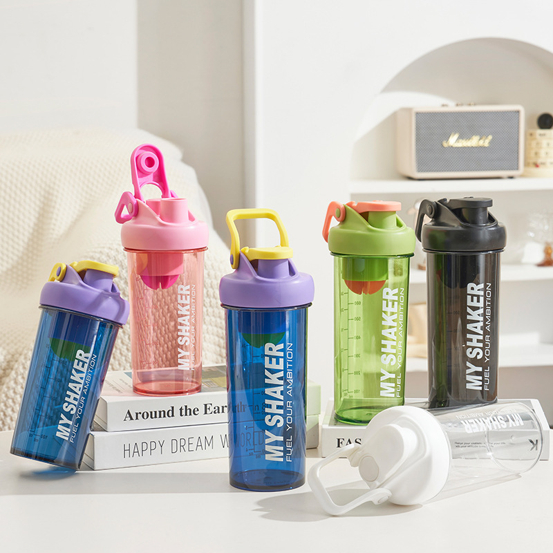 Custom Logo 700ml 900ml Plastic Shaker Bottle with Inside Protein Storage Box and One Press Multifunctional Handle Lid