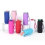 Custom Logo 500ml Cola Can Shape 304 Stainless Steel Double Wall Matte Tumbler Insulated Sport Water Bottle With Leak Proof Lids