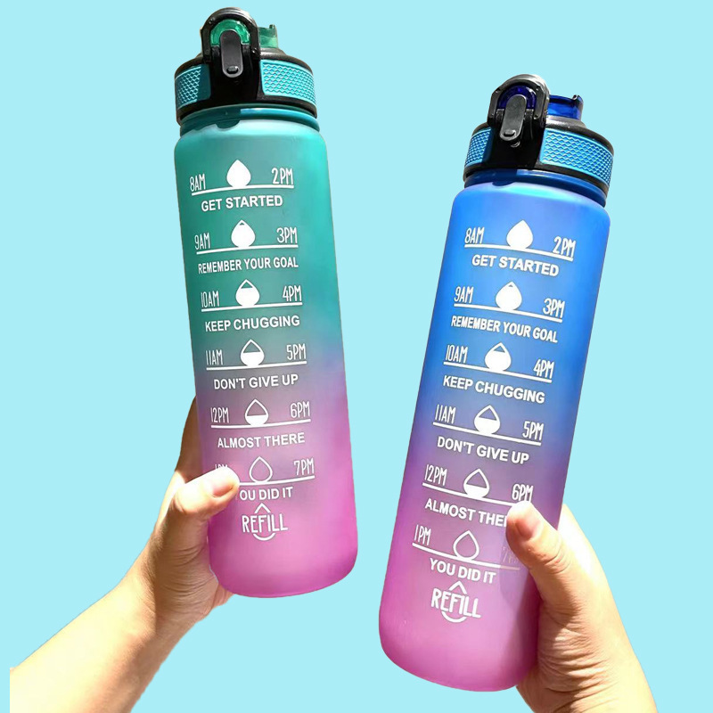 Wholesale 1000ml Custom Logo Reusable Sport Plastic Water Bottle Scale Drinking Cups Bottles Custom Personalization