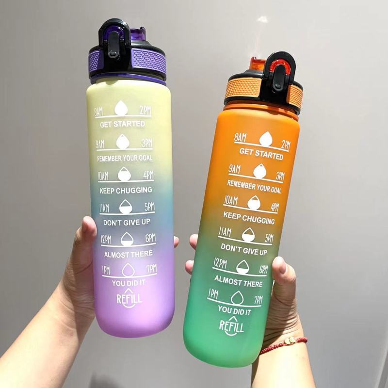 Wholesale 1000ml Custom Logo Reusable Sport Plastic Water Bottle Scale Drinking Cups Bottles Custom Personalization