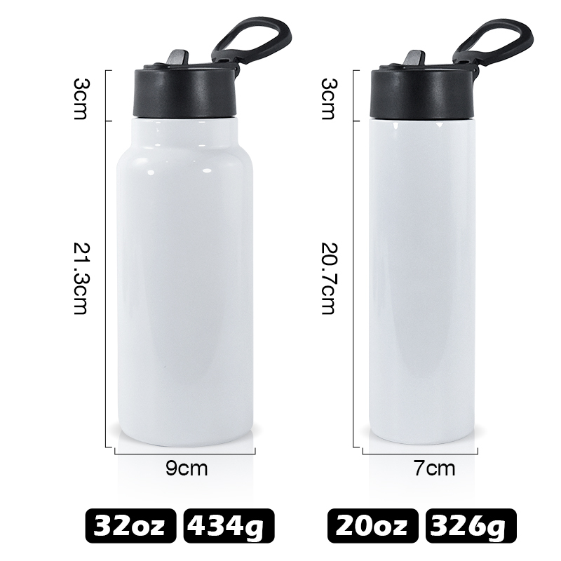 20Oz 32Oz Double Wall Sublimation Heat Press Straight Skinny Blanks Tumbler Sports Water Bottle With Handle Lids