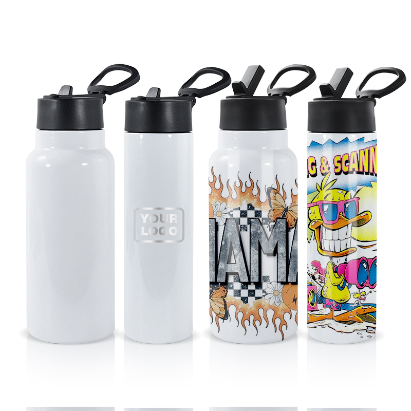 20Oz 32Oz Double Wall Sublimation Heat Press Straight Skinny Blanks Tumbler Sports Water Bottle With Handle Lids