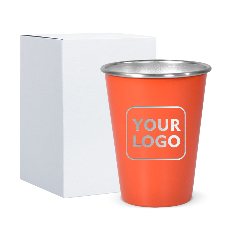 Custom 350ml Single Wall Beer Cup 12oz SS304 Stainless Steel Drinking Cup Powder Coated Metal Tumbler Cup Set Beer Mug for Laser