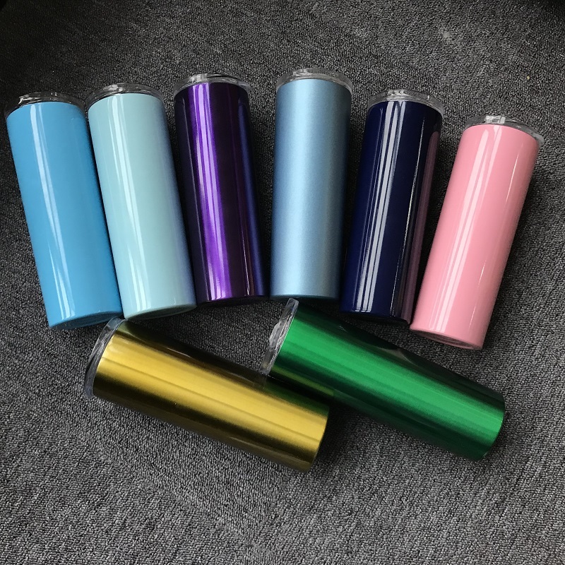 Custom Colored Spray Paint Metal 20oz Vacuum Stainless Steel Colored Skinny Tumbler With Lid and Straw Vaso De Acero 20 oz