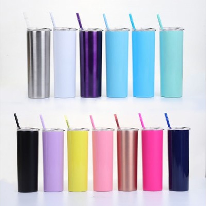 Custom Colored Spray Paint Metal 20oz Vacuum Stainless Steel Colored Skinny Tumbler With Lid and Straw Vaso De Acero 20 oz