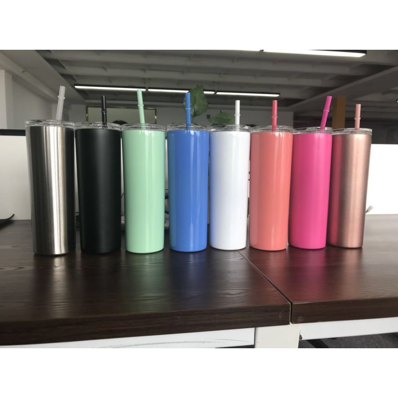 Custom Colored Spray Paint Metal 20oz Vacuum Stainless Steel Colored Skinny Tumbler With Lid and Straw Vaso De Acero 20 oz