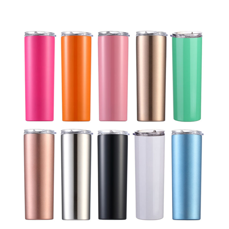 Custom Colored Spray Paint Metal 20oz Vacuum Stainless Steel Colored Skinny Tumbler With Lid and Straw Vaso De Acero 20 oz