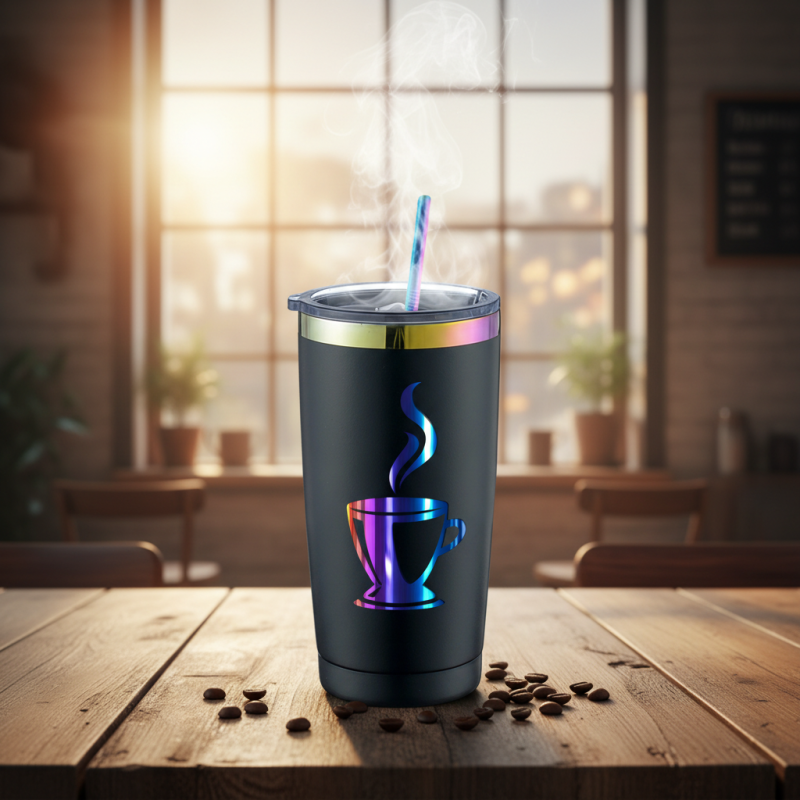 Custom 20oz Rainbow Plated Based Powder Coated Stainless Steel Tumbler Cup with Straw 20 oz Laser Engravable Gold Plated Tumbler