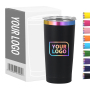 Custom 20oz Rainbow Plated Based Powder Coated Stainless Steel Tumbler Cup with Straw 20 oz Laser Engravable Gold Plated Tumbler