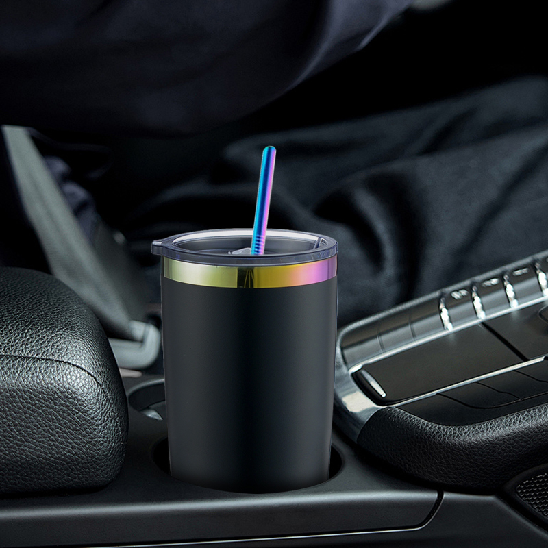 Custom 20oz Rainbow Plated Based Powder Coated Stainless Steel Tumbler Cup with Straw 20 oz Laser Engravable Gold Plated Tumbler