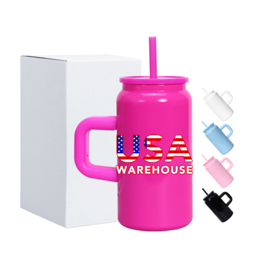 RTS US Warehouse 25PCS/CTN Mix 5 Colors Exclusive Sales 16oz Sublimation Stainless Steel Tumbler with Handle and Lids Mason Jar