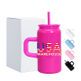 RTS US Warehouse 25PCS/CTN Mix 5 Colors Exclusive Sales 16oz Sublimation Stainless Steel Tumbler with Handle and Lids Mason Jar
