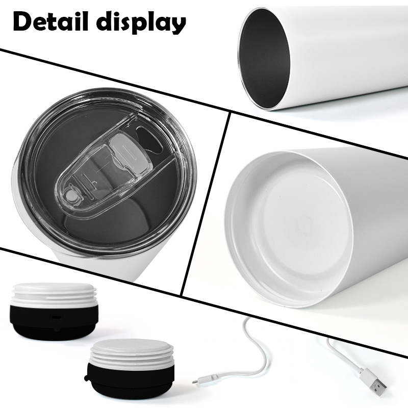 RTS Small Pack Speaker Tumbler  Wireless 12pcs /ctn 20oz Blank Speaker Tumbler for Sublimation Printing