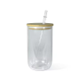 18oz Clear Sublimation Blanks Single Wall Egg Shaped Glass Cups With Plastic Straw Bamboo Lid