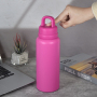 Custom 26oz Stainless Steel Water Bottle Powder Coating Double Walled Tumbler Press Open Lid Vacuum Flask With Handle for Laser