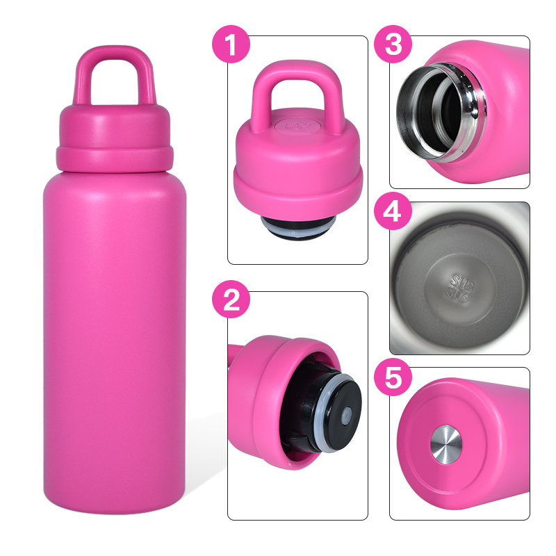 Custom 26oz Stainless Steel Water Bottle Powder Coating Double Walled Tumbler Press Open Lid Vacuum Flask With Handle for Laser