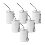 RTS 6pcs/ctn 3oz Keychain Shot Glass Tumbler Sublimation Blanks Stainless Steel Wine Cup with Metal Straw Key Chain