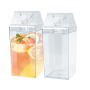 New Arrival Huge Milk Carton Bottle 48oz clear Acrylic Plastic Tumbler Square Shape Drinking Cups Box
