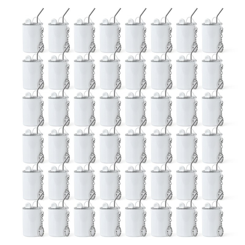 RTS Mini 3oz Stainless Steel White Sublimation Straight Tumbler Shot Glass Tumbler with Metal Straw and Keychains