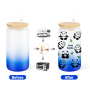 RTS USA Warehouse Stock 25pcs/ctn Free Shipping 8 Colors Mixed 16oz Sublimation Ombre Gradient Glass with Bamboo Lid