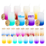 RTS USA Warehouse Stock 25pcs/ctn Free Shipping 8 Colors Mixed 16oz Sublimation Ombre Gradient Glass with Bamboo Lid
