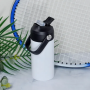 RTS 12oz Flat Edge Tumbler Mixed Colorful Lid Handle Sublimation Blanks Vacuum Flask Bottle Flip Top Straw Kid Water Bottle