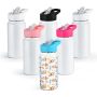 Sublimation Custom Logo Double Wall Stainless Steel Sippy Cup 14oz Insulated Kids Sport Water Bottle W/ Colored Lids Tumbler