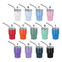 3oz Powder Coated Stainless Steel Mini Tumbler Lid Straw Mixed Colors Laser Engraved BPA Free Eco-Friendly Gift Cup