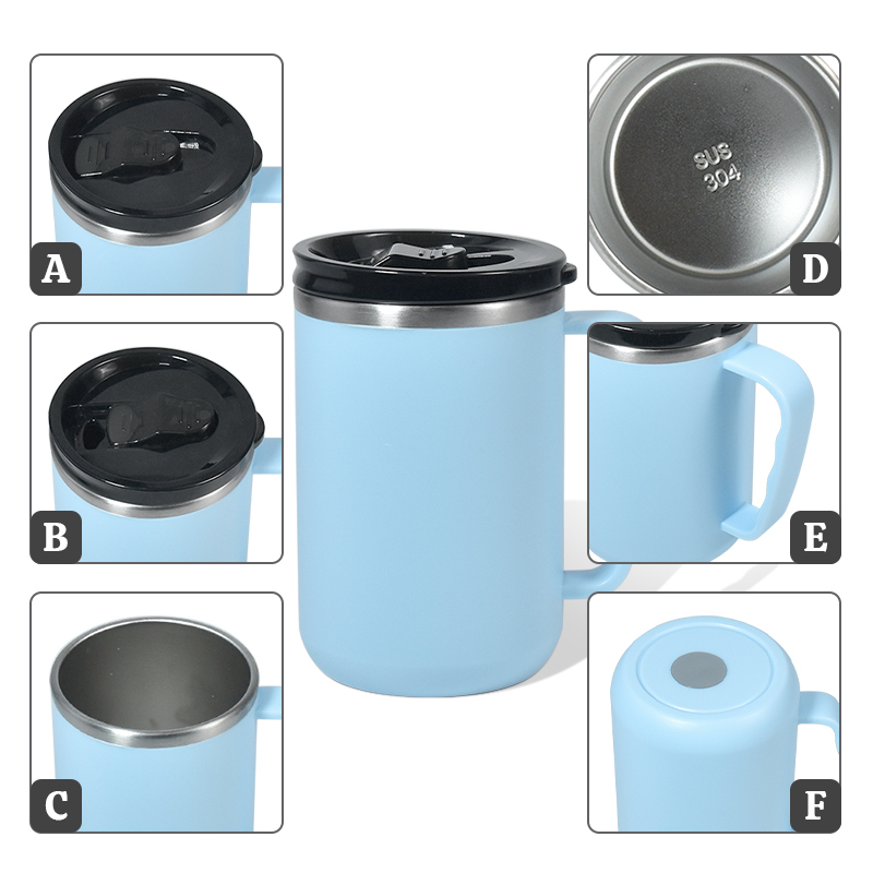 16oz Eco-Sustainable Stainless Steel Interior Outer Plastic Travel Car Tumbler Mug Recyclable Coffee Cup