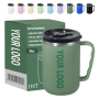 16oz Eco-Sustainable Stainless Steel Interior Outer Plastic Travel Car Tumbler Mug Recyclable Coffee Cup