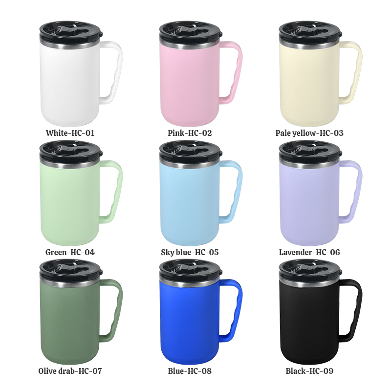 16oz Eco-Sustainable Stainless Steel Interior Outer Plastic Travel Car Tumbler Mug Recyclable Coffee Cup