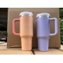 New 40oz Sublimation Blank Stainless Steel Matte Travel Mug Macarone Sublimation Bottle Tumbler with Handle for Heat Printing