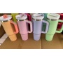 New 40oz Sublimation Blank Stainless Steel Matte Travel Mug Macarone Sublimation Bottle Tumbler with Handle for Heat Printing