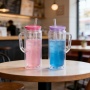 Diy Double Wall Pre-drilled Plastic Drink 20 oz Acrylic Snowglobe Snow Globe Tumbler Cup with Handle