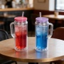 Diy Double Wall Pre-drilled Plastic Drink 20 oz Acrylic Snowglobe Snow Globe Tumbler Cup with Handle