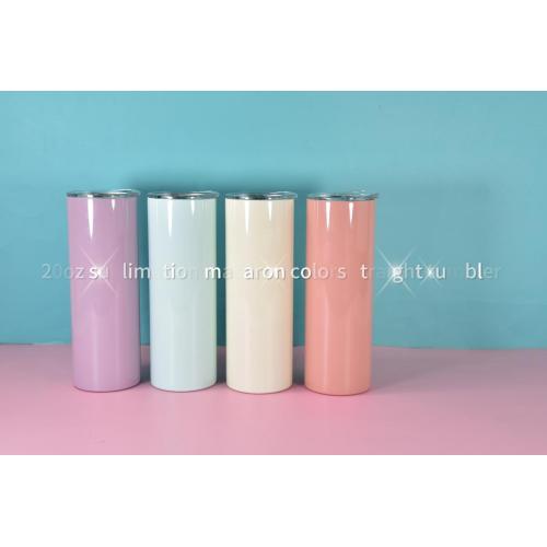 Wholesale New Design Sublimation Skinny 20oz Straight Skinny Colored Fast Shipping Sublimation Tumbler with Lid Straw
