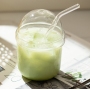 15oz High Quality Cute Clear Glass Cups with Lid and Straw Coffee Milk Tea Water Tumblers Heat Resistant Drinking Glasses Bottle