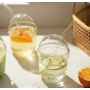 15oz High Quality Cute Clear Glass Cups with Lid and Straw Coffee Milk Tea Water Tumblers Heat Resistant Drinking Glasses Bottle