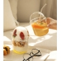 15oz High Quality Cute Clear Glass Cups with Lid and Straw Coffee Milk Tea Water Tumblers Heat Resistant Drinking Glasses Bottle