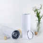 China Warehouse 30oz Flat Edge Tumbler Sublimation Blanks Stainless Steel Straight Water Bottle with Plastic Lid