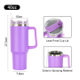 RTS USA Warehouse Stocked 12pcs/ctn H1.0 40oz Powder Coated Travel Mug with Handle Stainless Steel Tumbler Mix 6 Colors