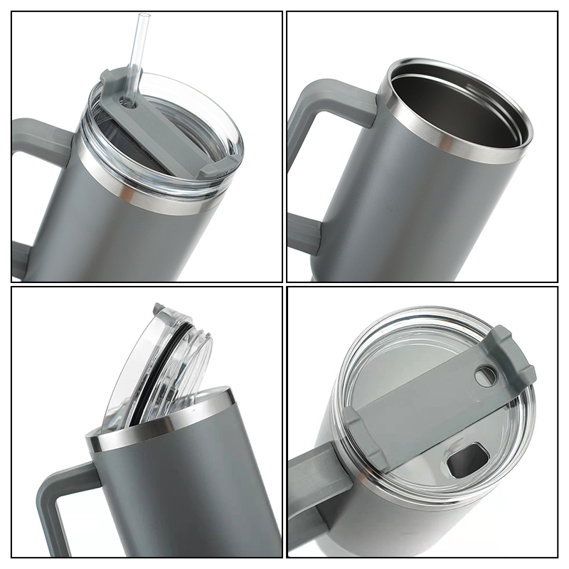 RTS USA Warehouse Stocked 12pcs/ctn H1.0 40oz Powder Coated Travel Mug with Handle Stainless Steel Tumbler Mix 6 Colors