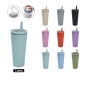 Custom 710ml Double Wall 304 Stainless Steel Bottle 24oz Vacuum Tumbler Insulated Cups Coffee Mugs with Leak Proof Straw Handle
