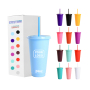 Factory Wholesale Hot Sale 24oz Reusable Solid Colors Matte Plastic Cup Large Capacity Eco-friendly Drinking Tumbler with Straw