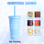 Factory Wholesale Hot Sale 24oz Reusable Solid Colors Matte Plastic Cup Large Capacity Eco-friendly Drinking Tumbler with Straw