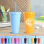 Factory Wholesale Hot Sale 24oz Reusable Solid Colors Matte Plastic Cup Large Capacity Eco-friendly Drinking Tumbler with Straw